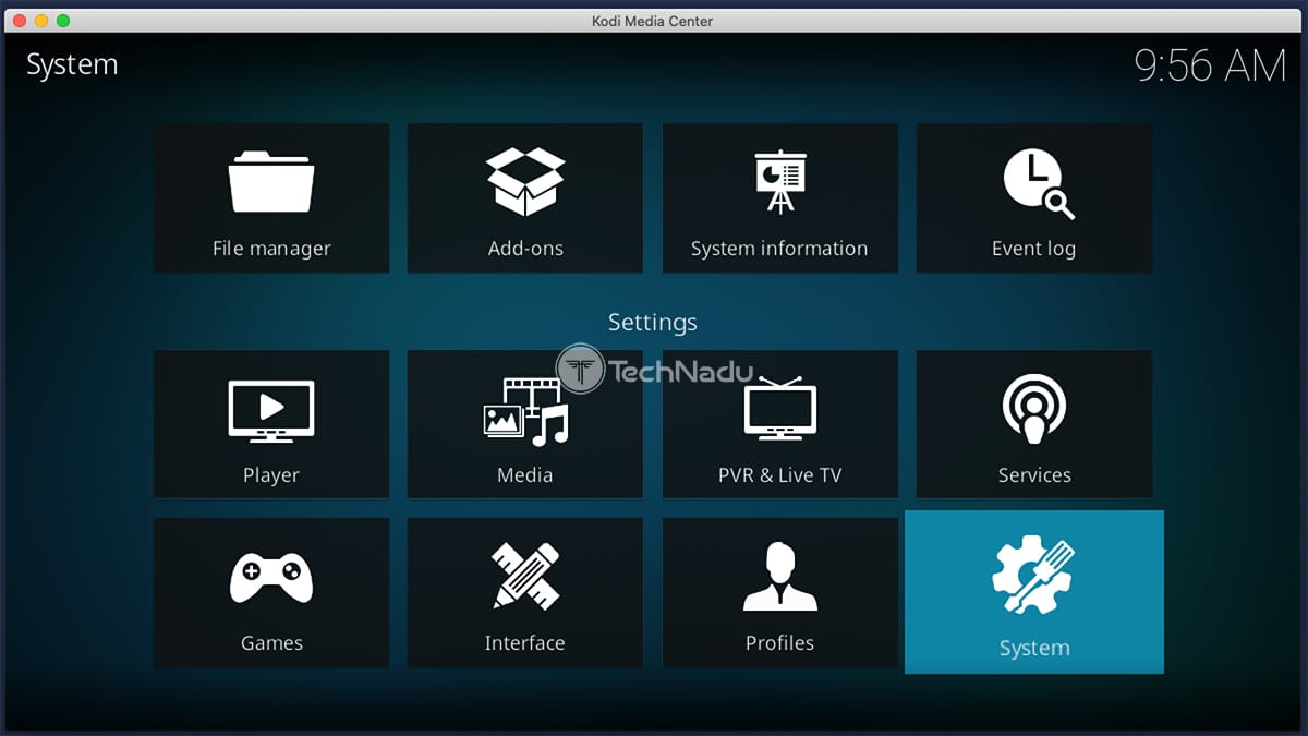 Kodi's Settings Panel