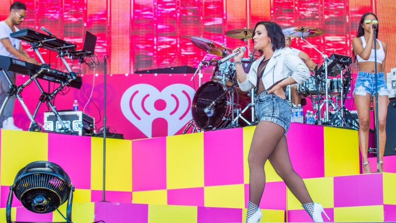 Recording artist Demi Lovato performs onstage at the 2015 iHeartRadio Music Festival at the Las Vegas Village on September 19, 2015 in Las Vegas, Nevada