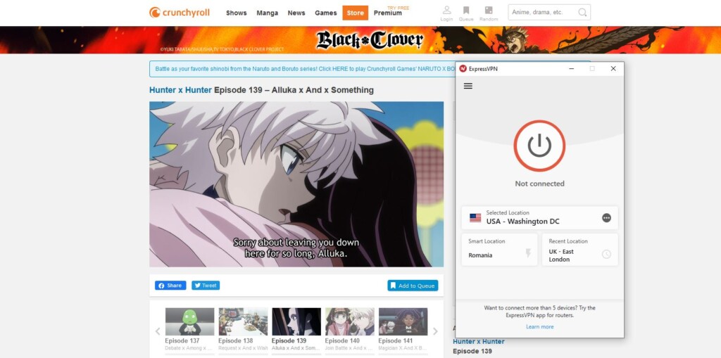 Proof that we can watch Crunchyroll outside US with CR-Unblocker.