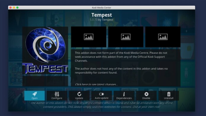 Tempest Addon for Kodi Overview