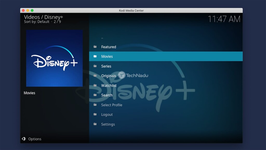 Disney Plus on Kodi Home Screen