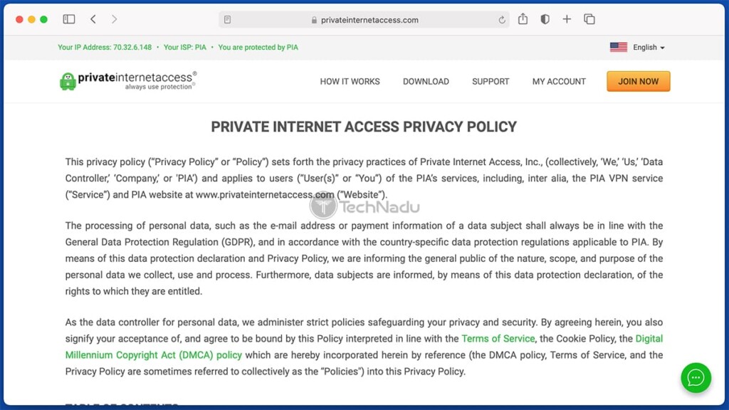 Private Internet Access Privacy Policy