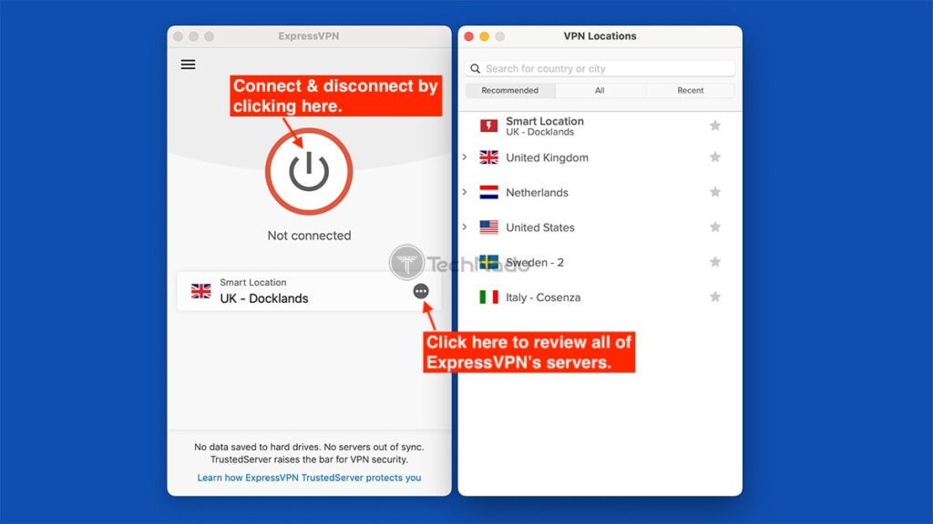 Overview of ExpressVPN Home Screen on Mac