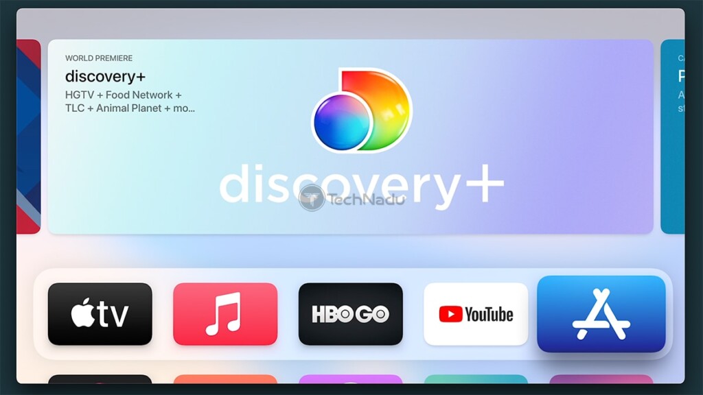 Apple TV Home Screen With Discovery Plus Highlighted