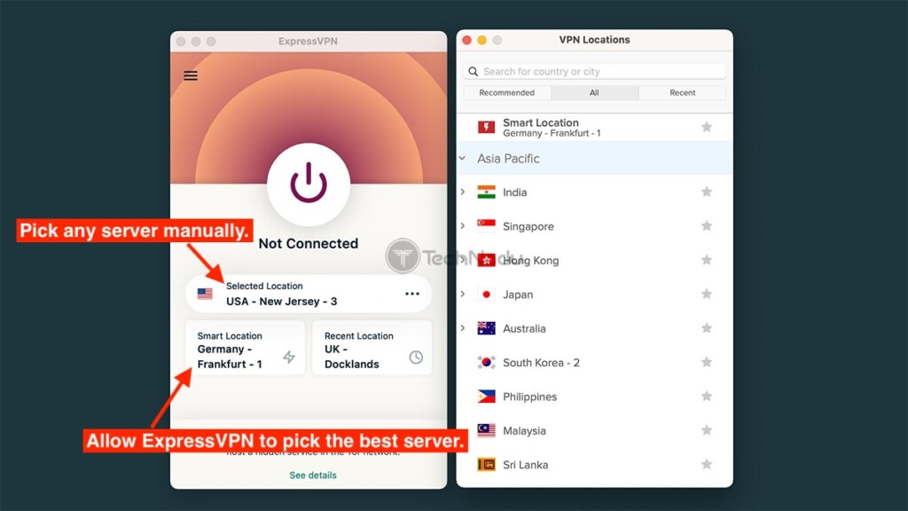 ExpressVPN Home Screen MacOS