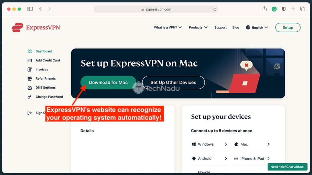 ExpressVPN User Account Dashboard