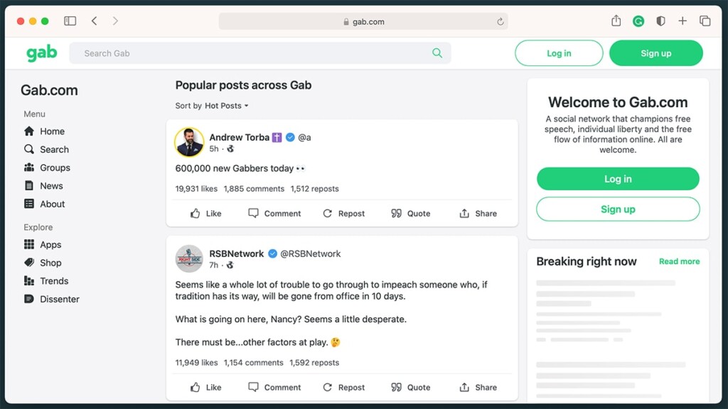 Gab Social Media Platform