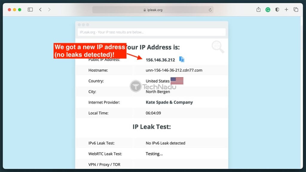 IP Address Hidden via CyberGhost VPN