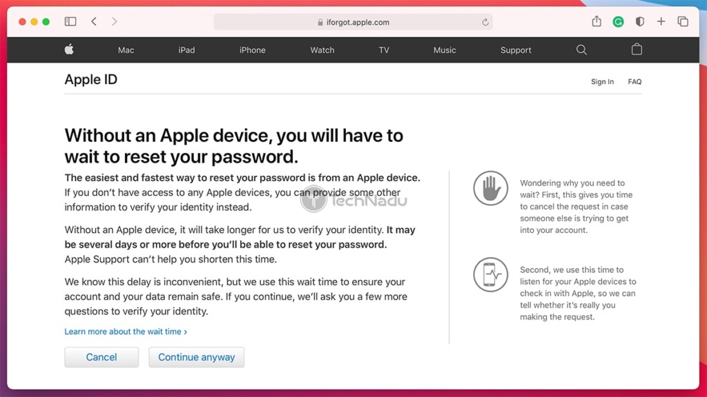Putting Apple ID Account Into Recovery Mode