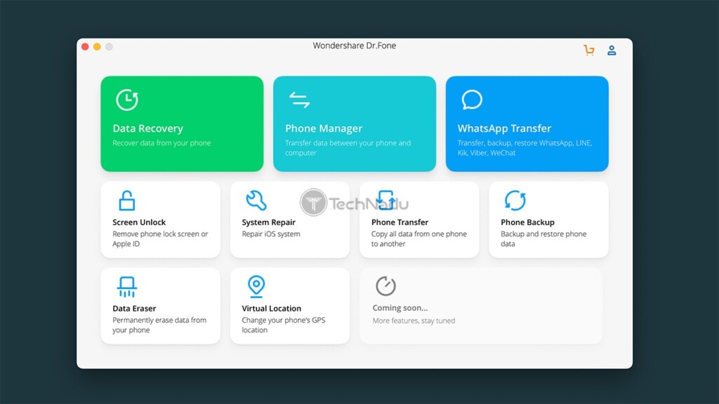 Wondershare Dr Fone Home Screen