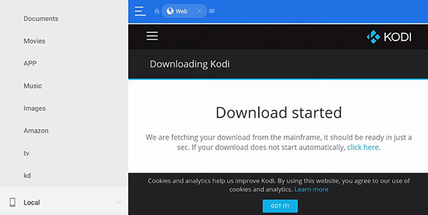 Accessing Kodi Website via ES File Explorer on Fire Stick