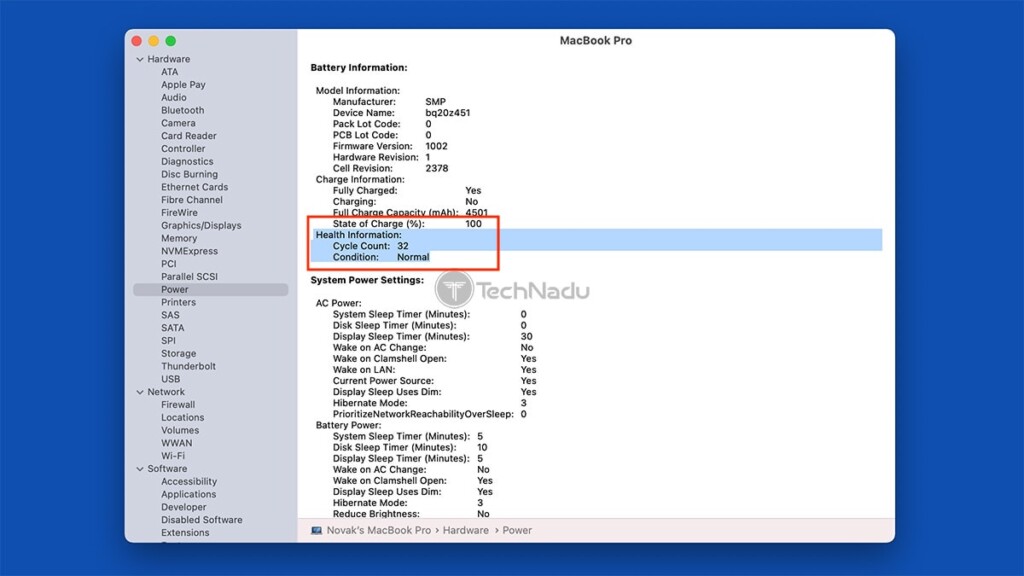 Checking Battery Cycle Count MacBook