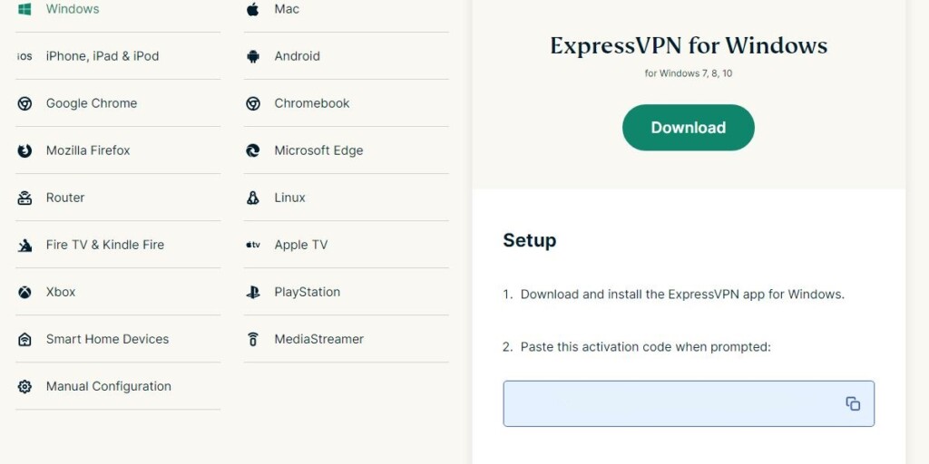 ExpressVPN account download apps dashboard