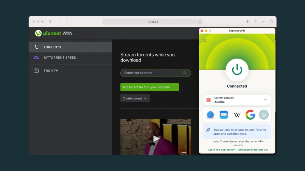 Uso de ExpressVPN junto con UTorrent Web