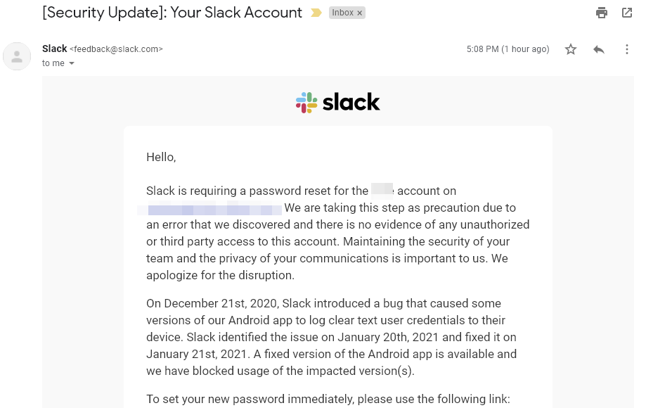 Slack Is Sending Out Messages Urging Users to Reset Their Passwords