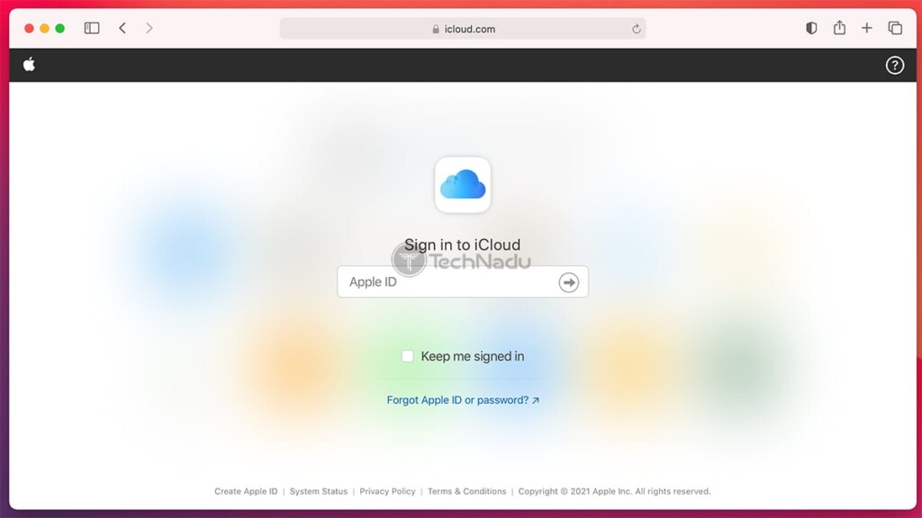 iCloud for Web Home Page