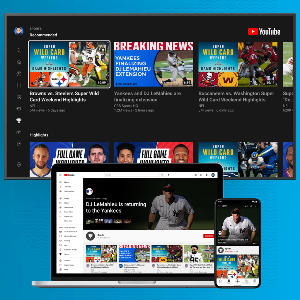 YouTube Launches Dedicated Sports Section and Expands CTV