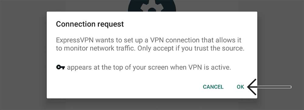 Accepting VPN Connection Request via ExpressVPN