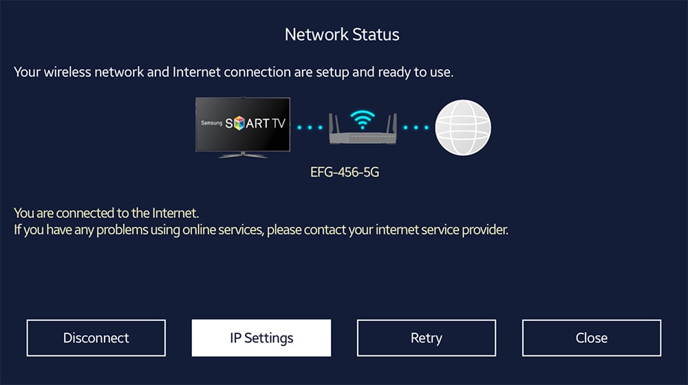 Accessing IP Settings on Samsung TV
