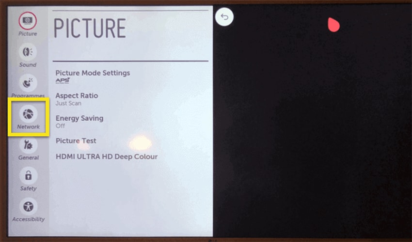 Accessing Network Settings on LG TV