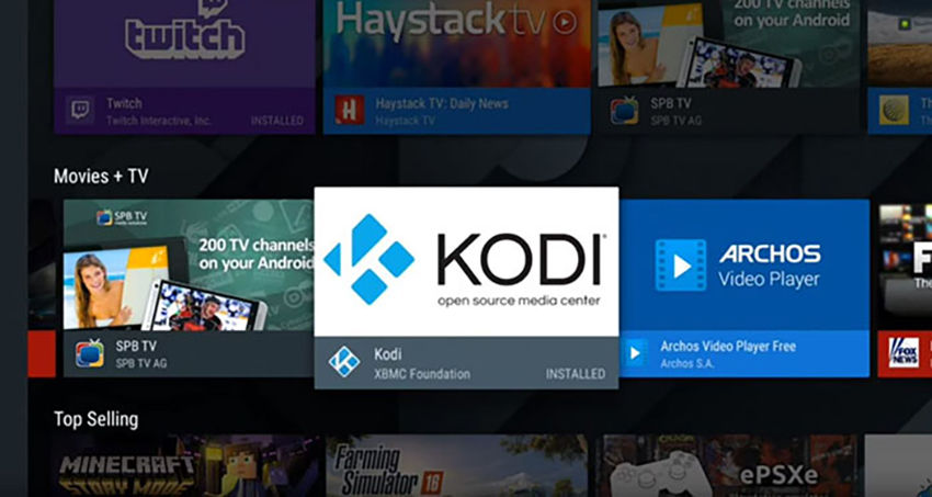 Browsing Kodi Among Android Apps on Nvidia Shield TV