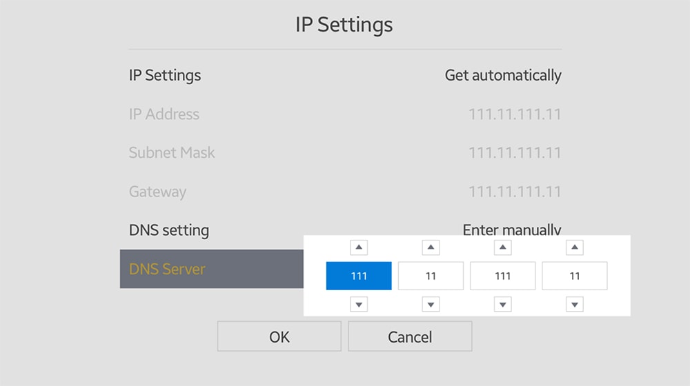 Changing DNS Settings on Samsung TV