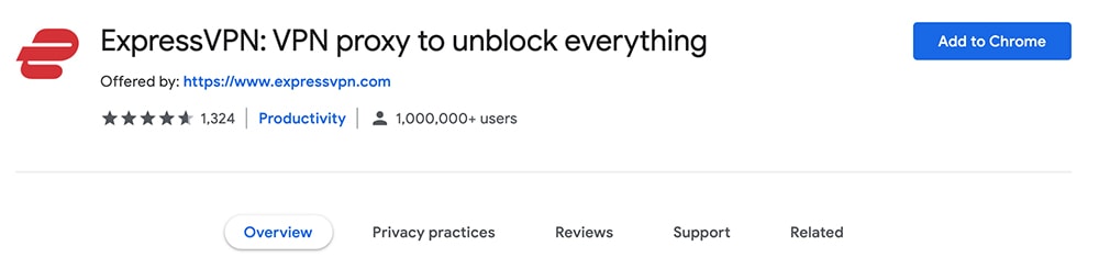 Chrome Web Store Overview of ExpressVPN