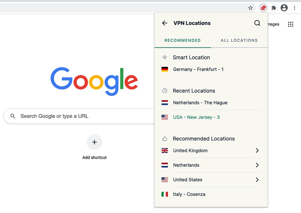 Connecting to Specific Server in Chrome via ExpressVPN Addon