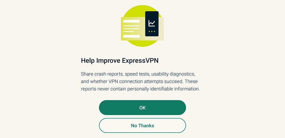 Data Logging Prompt on Android TV ExpressVPN