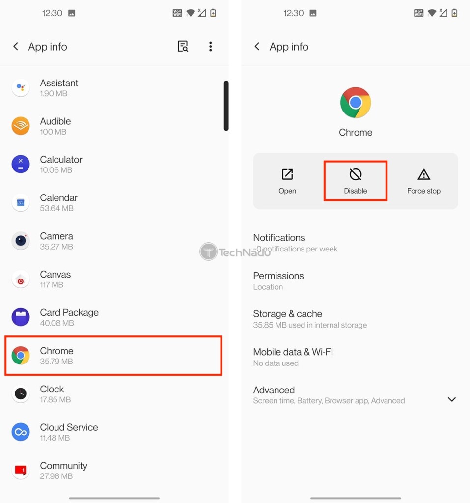 Disabling Chrome on Android