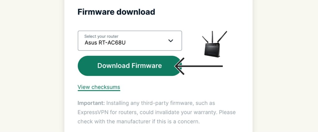 Downloading Asus Firmware from ExpressVPN Website