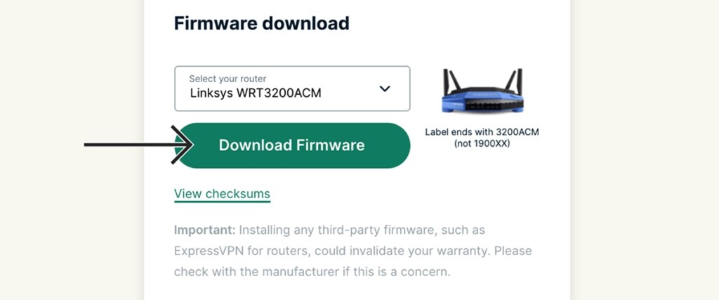 Downloading Liksys Firmware from ExpressVPN