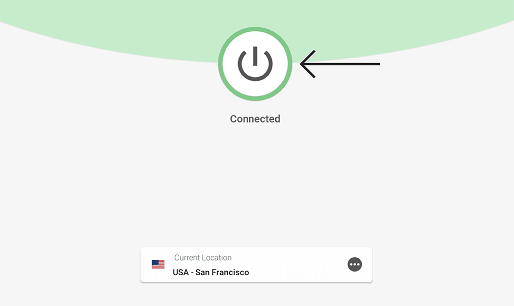ExpressVPN UI Showing Connected VPN Status