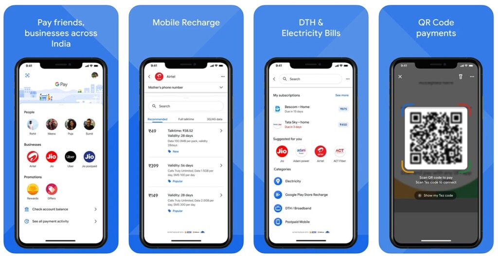 Google Pay App Interface Screenshots