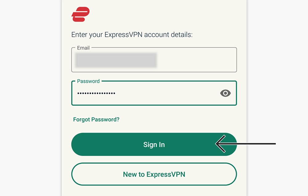 Loging in to ExpressVPN on a Mobile Device