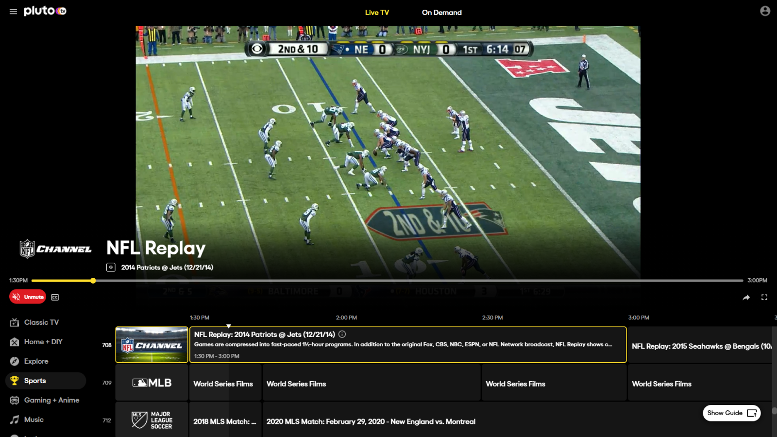 nfl games on pluto tv