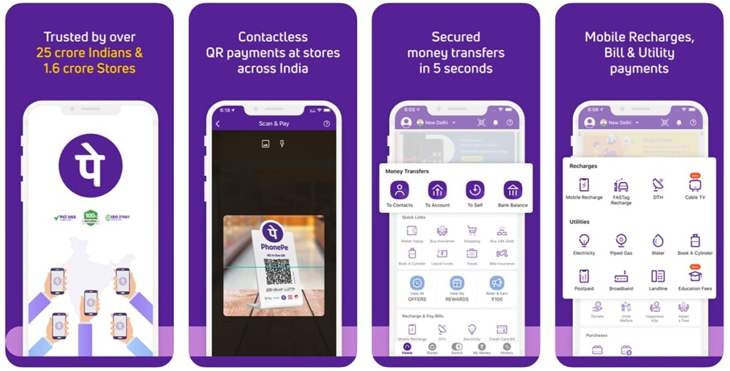 PhonePe App Interface Screenshots