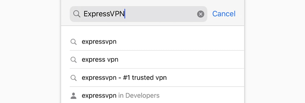 Searching for ExpressVPN in iOS App Store