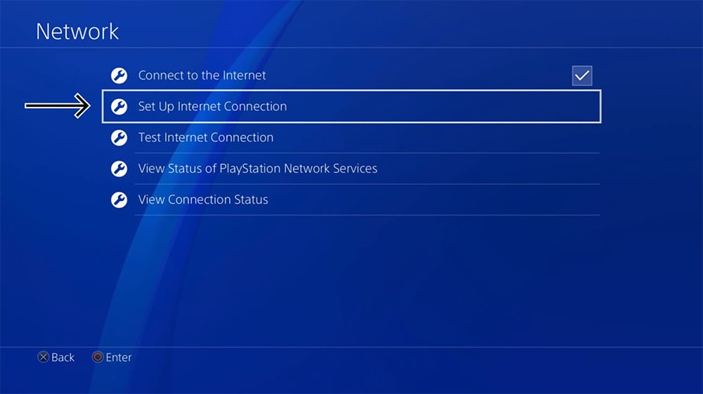 Set Up Internet Connection Panel on PlayStation