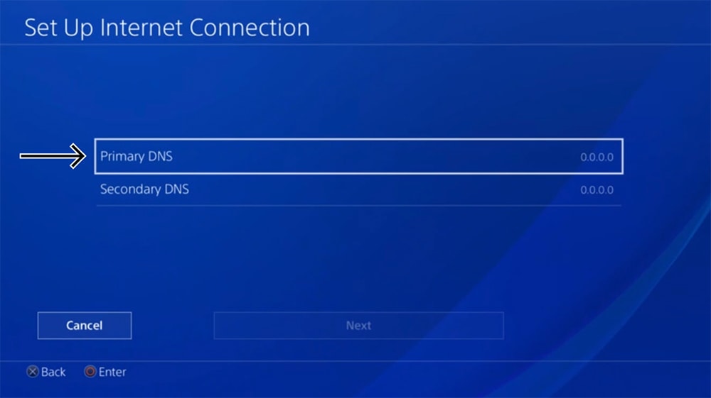 Setting Primary and Secondary DNS on PlayStation