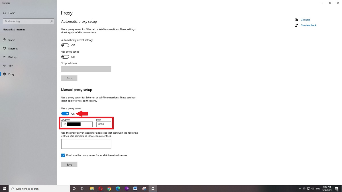 how to change proxy settings on windows 10