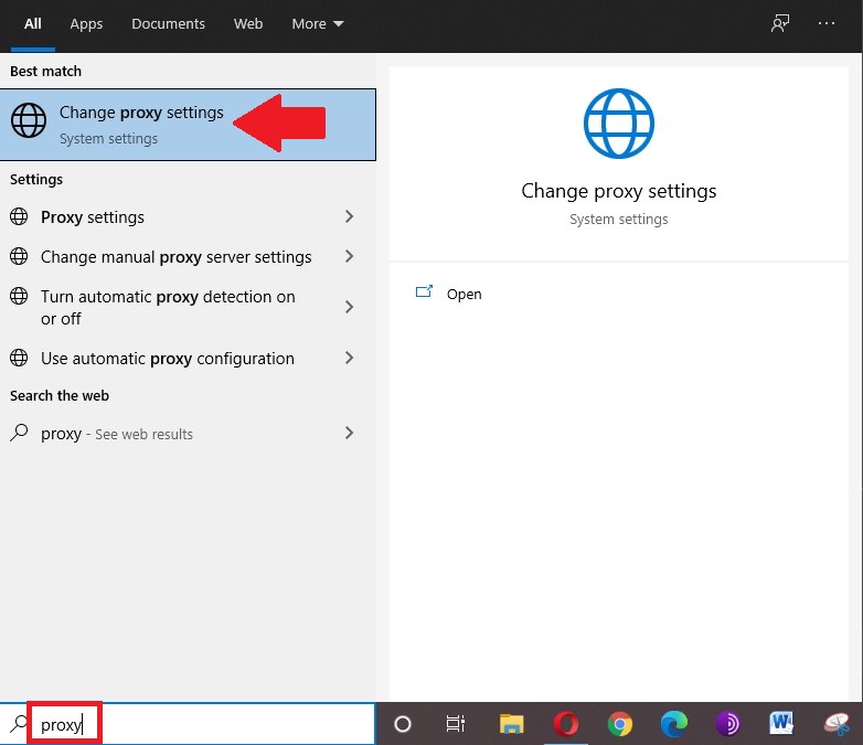 how to look up proxy settings in windows 10