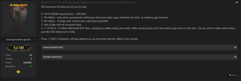 8.2 TB Sensitive Data of MobiKwik Users Are Sold on Hacker Forum