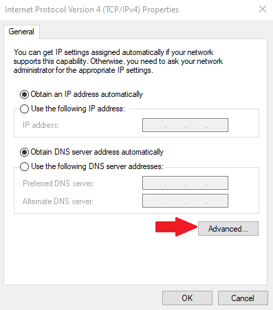 advanced IPV4 settings