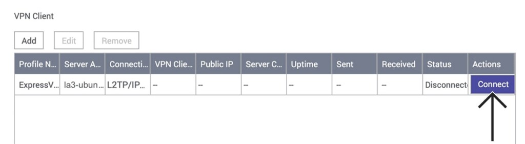 Button to Connect to VPN on QNAP NAS