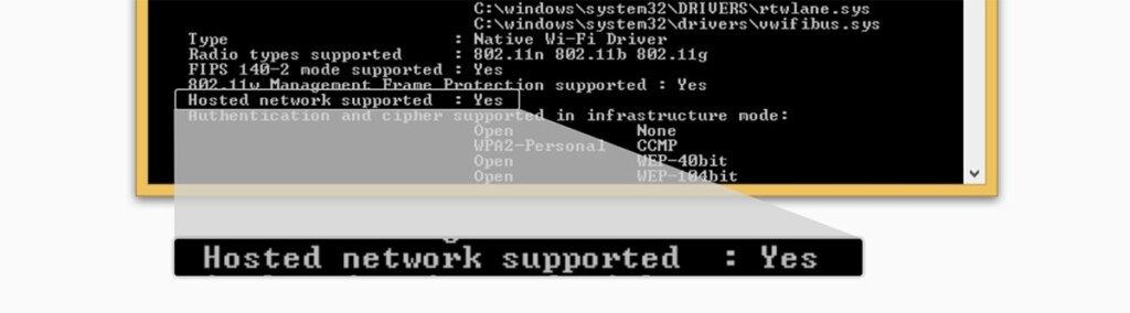 Checking the Support for Hosted Networks via Command Prompt