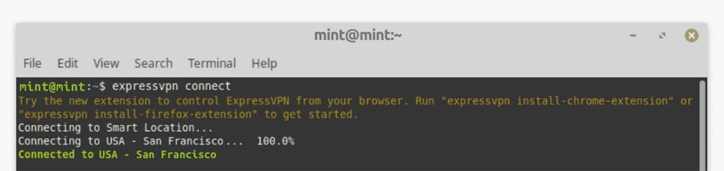 Connecting to ExpressVPN Server on Linux Mint