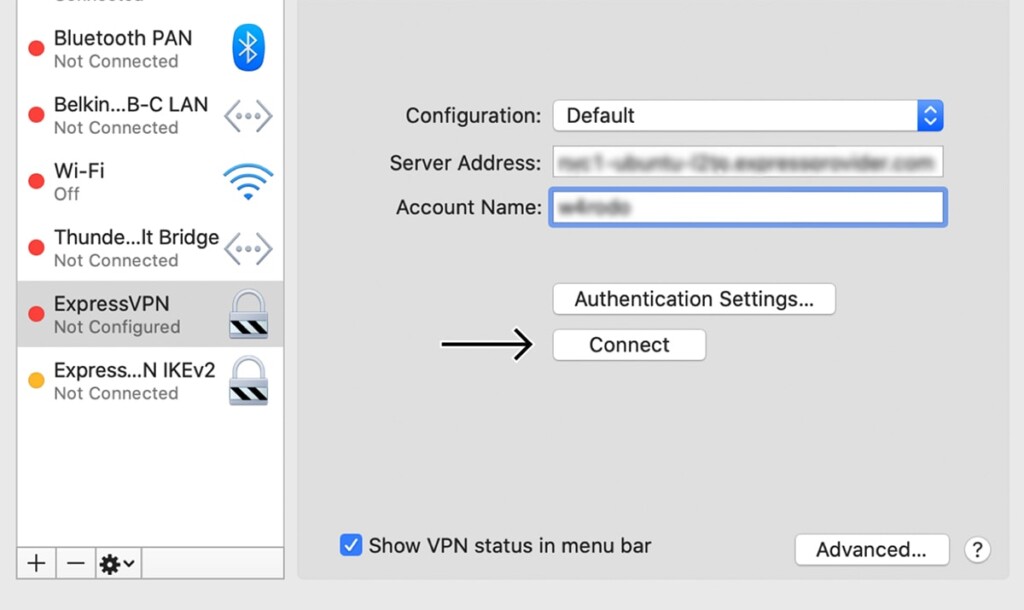 Connecting to Manual VPN Connection on macOS