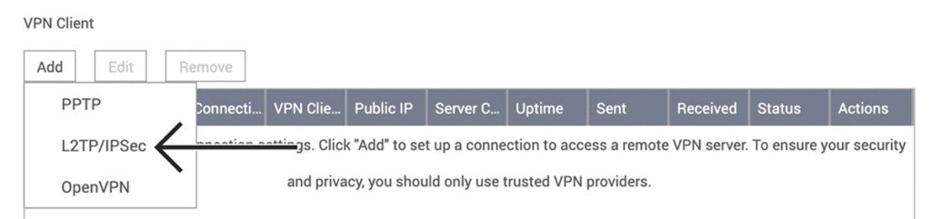 Creating L2TP VPN Connection on QNAP