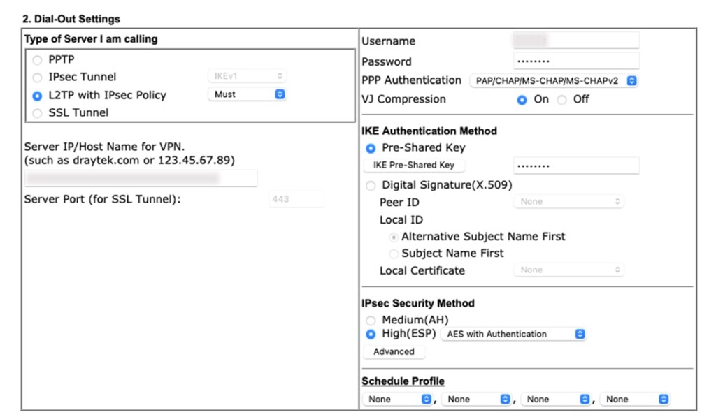 Dial Out Settings on DrayTek Router